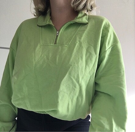 addax neon yeşil fermuarlı sweatshirt