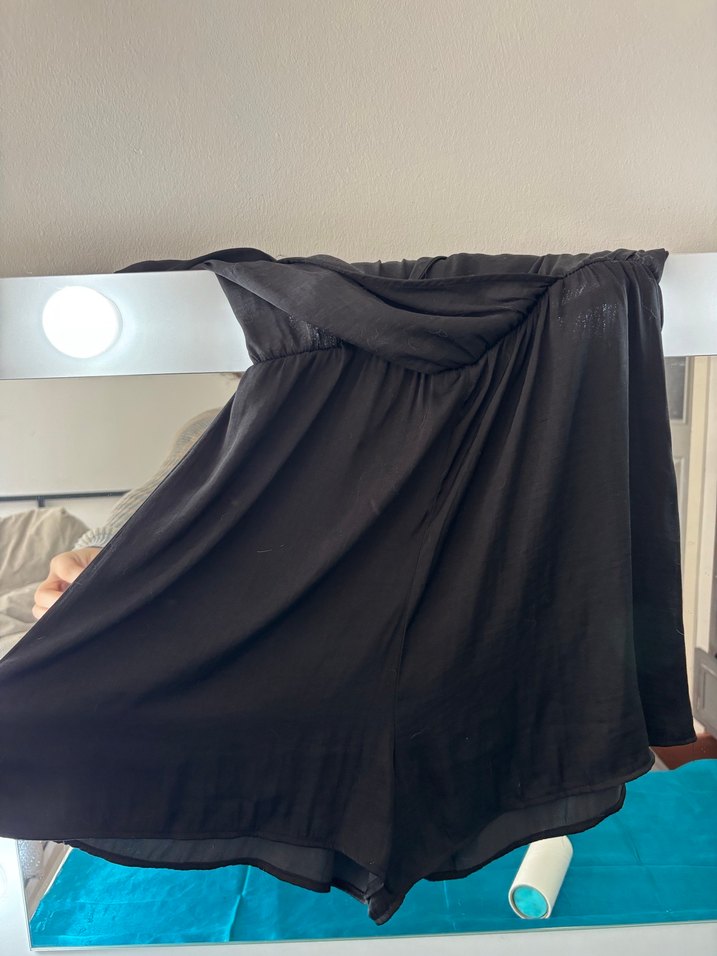 Stradivarius Siyah Saten Görünümlü Tulum DEFO - Görsel 5