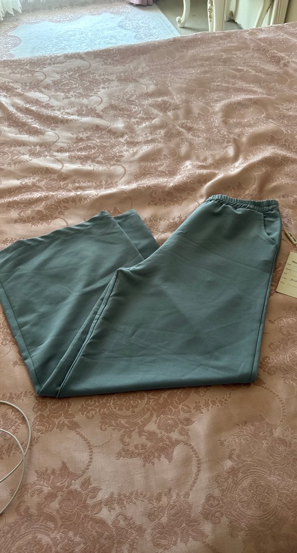 Kadın Mavi Rahat Kesim Midi Kumaş Pantolon - Görsel 3