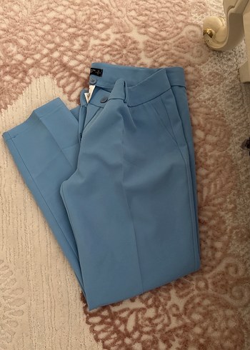 Mavi Kemerli Kadın Kumaş Pantolon - Görsel 6