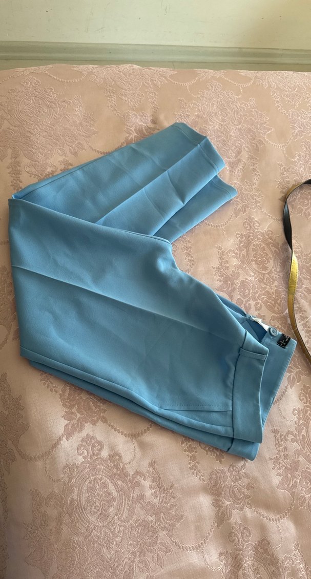 Mavi Kemerli Kadın Kumaş Pantolon - Görsel 5