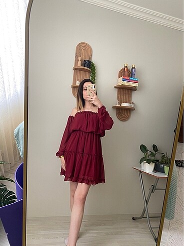 Bordo mini elbise