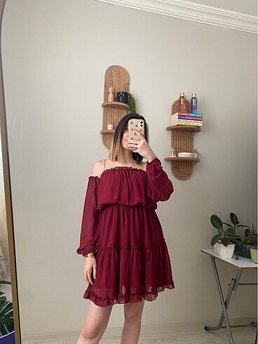 Trendyol & Milla Bordo mini elbise