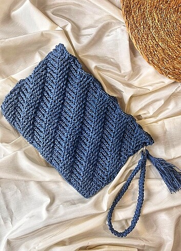  Beden Mavi clutch çanta