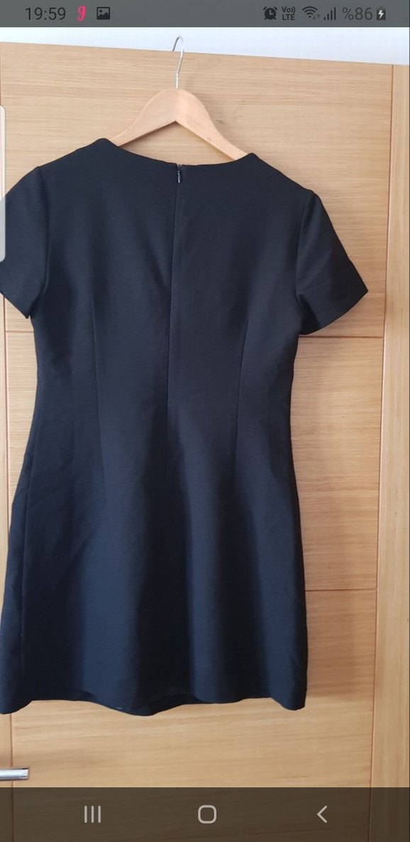 Siyah  Kısa Kollu Midi Elbise - Görsel 3