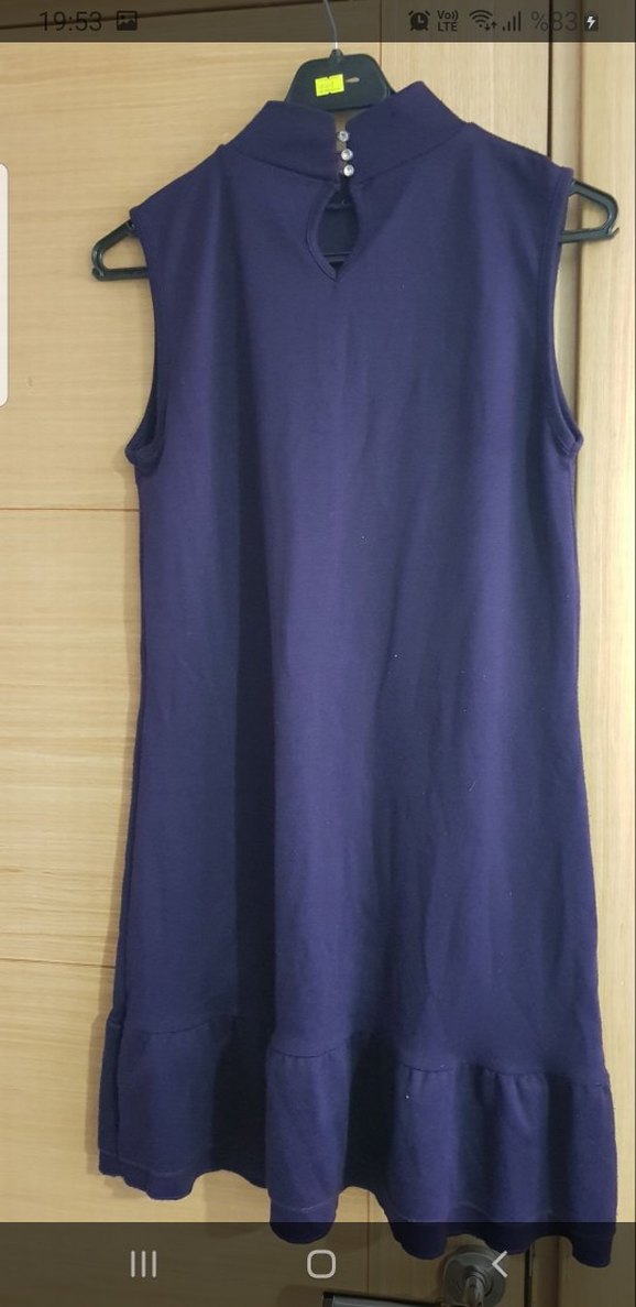 Kolsuz Midi Mor Elbise - Görsel 2