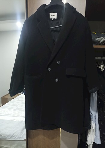 Siyah Uzun Düğmeli Kaban - Görsel 5