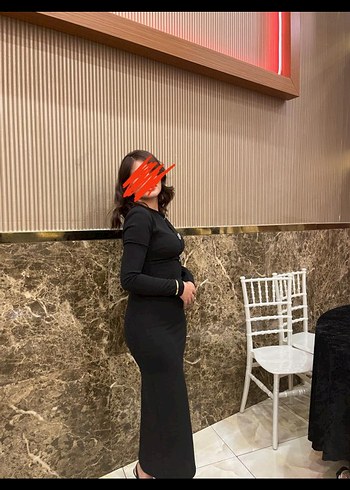 Siyah V Yakalı Uzun Kollu Uzun Elbise - Görsel 3