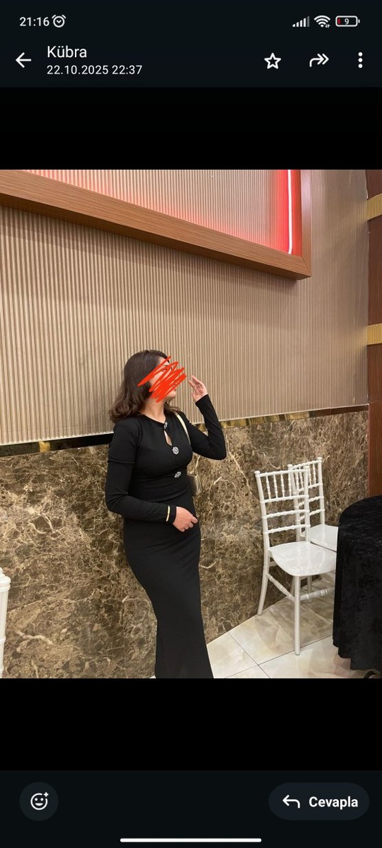 Siyah V Yakalı Uzun Kollu Uzun Elbise - Görsel 4