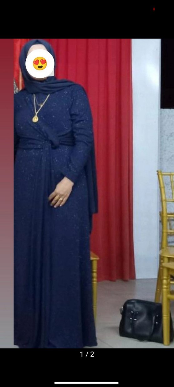 Parlak Lacivert Drapeli Uzun Abiye Elbise - Görsel 2