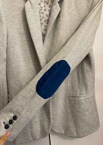 Gri Keten Kadın Blazer Ceket - Görsel 3