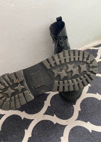 Siyah Deri Platform Topuklu Punk Bot - Görsel 3