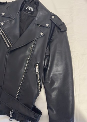 Zara Siyah Deri Biker Ceket - Görsel 2