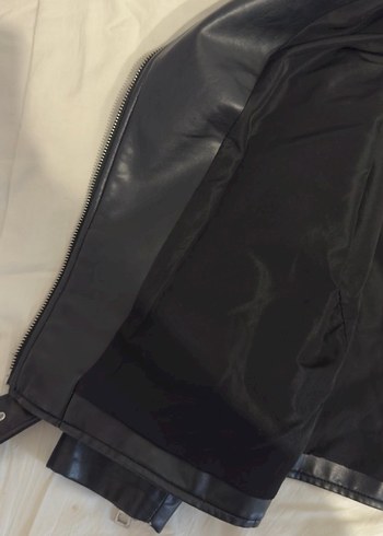 Zara Siyah Deri Biker Ceket - Görsel 3