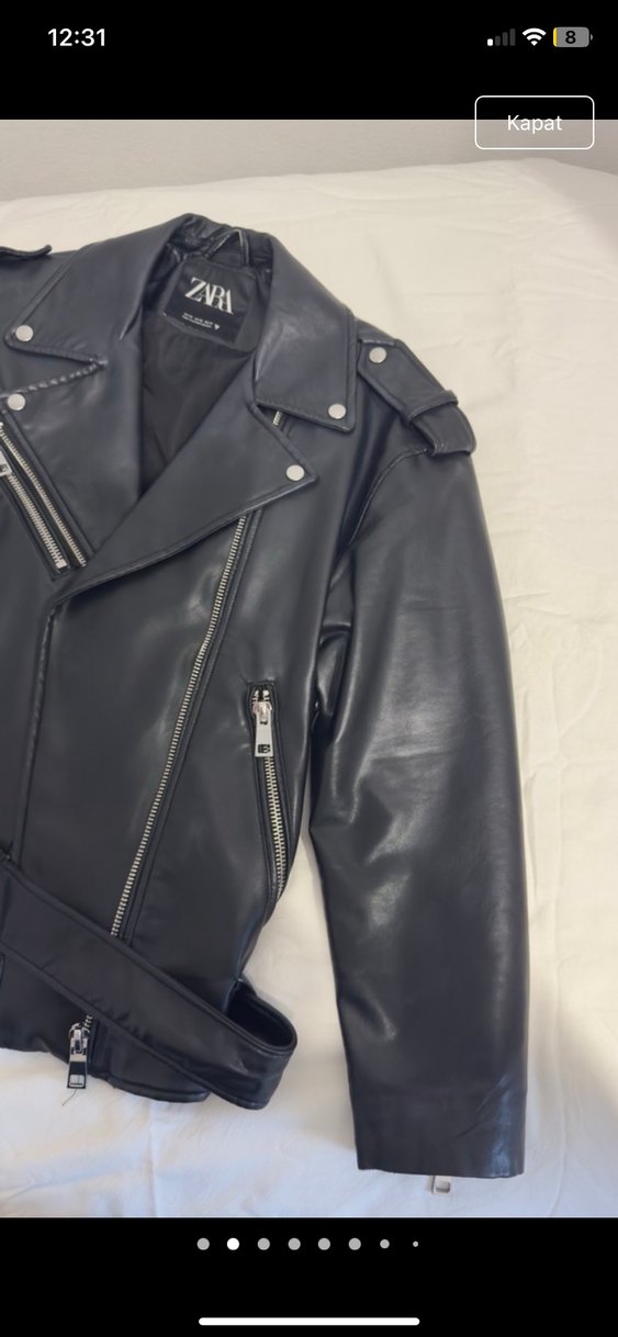 Zara Siyah Deri Biker Ceket - Görsel 2