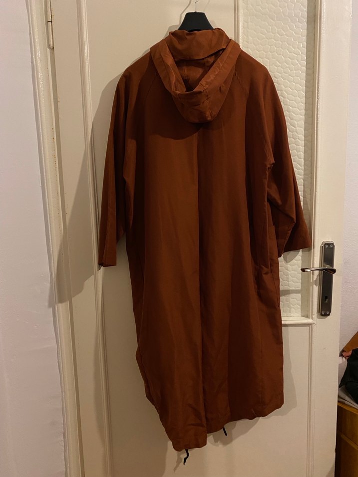 Kahverengi Kapüşonlu Kadın Süet Trençkot - Görsel 2