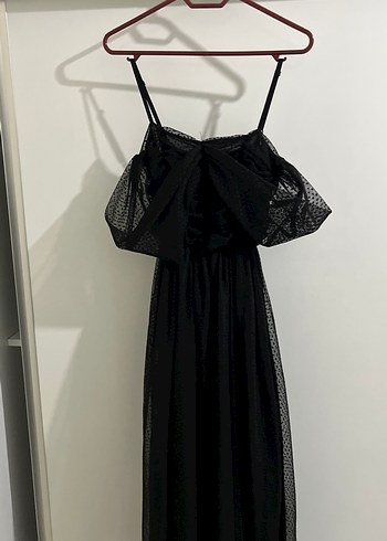 Drapeli Siyah Uzun Gotik Elbise - Görsel 3