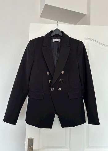 Düğmeli Siyah Kadın Blazer Ceket