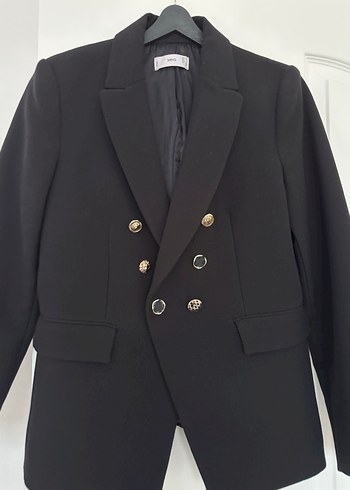 Mango Düğmeli Siyah Kadın Blazer Ceket