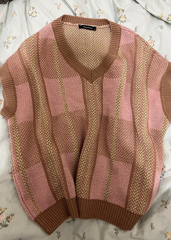 Bohem V Yaka Örgü Kadın Süveter - Görsel 2