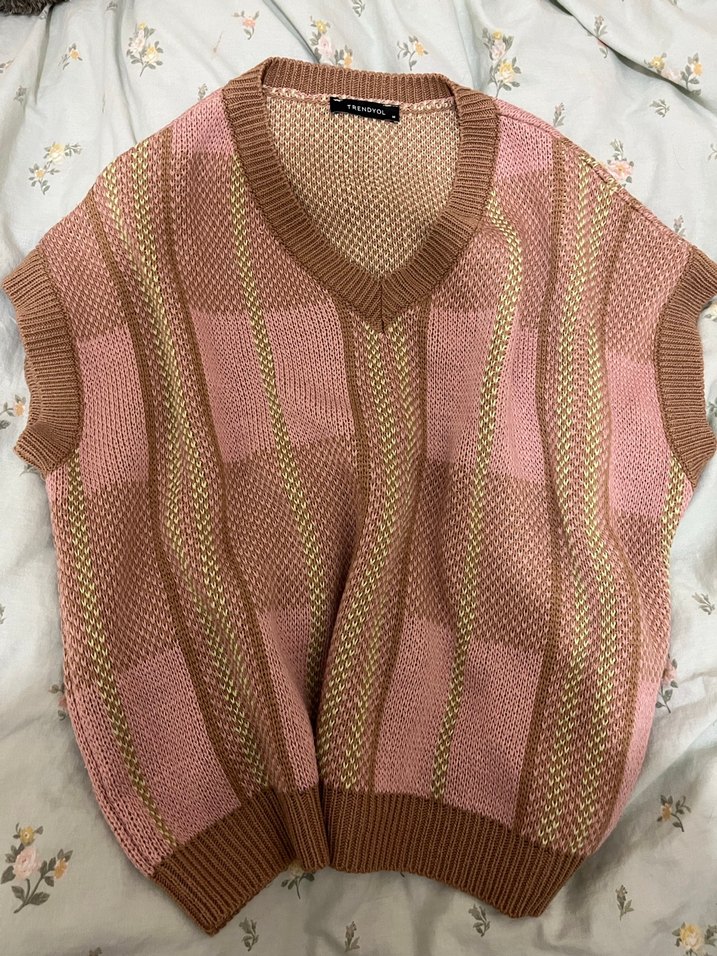 Bohem V Yaka Örgü Kadın Süveter - Görsel 2