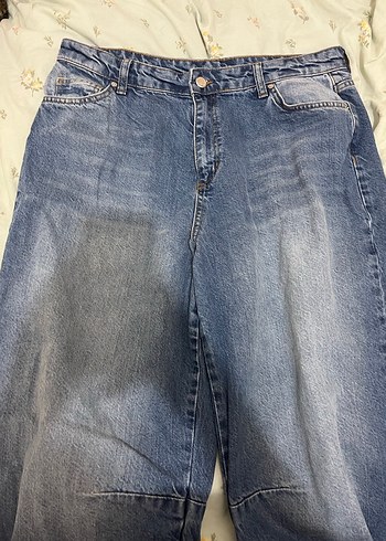 Düğmeli Gri Mavi Kadın Midi Jean - Görsel 2