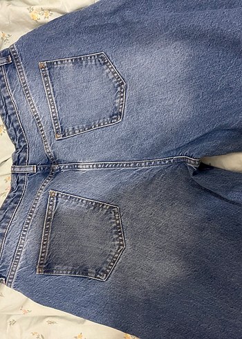 Düğmeli Gri Mavi Kadın Midi Jean - Görsel 3