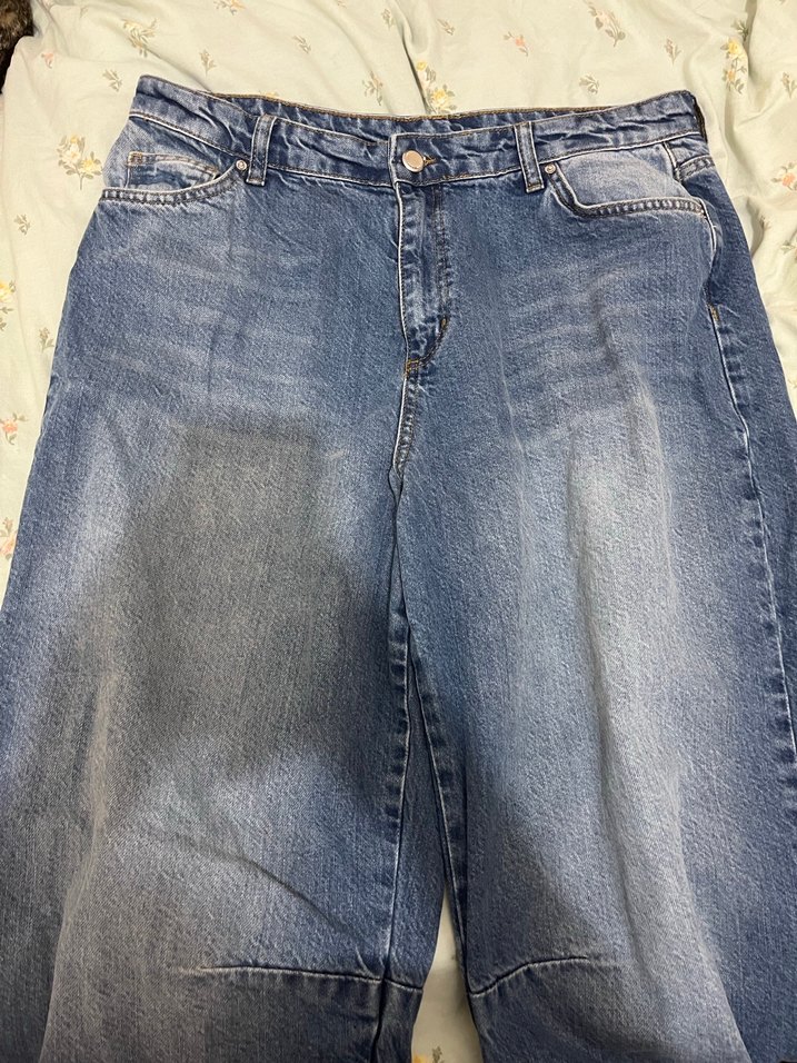 Düğmeli Gri Mavi Kadın Midi Jean - Görsel 2