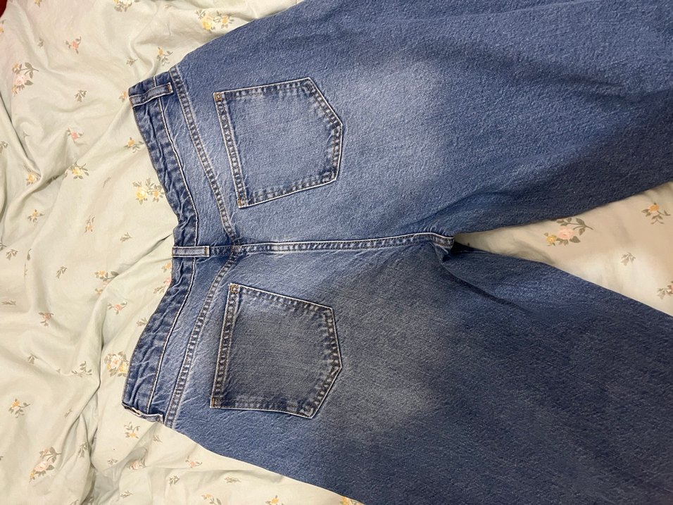 Düğmeli Gri Mavi Kadın Midi Jean - Görsel 3