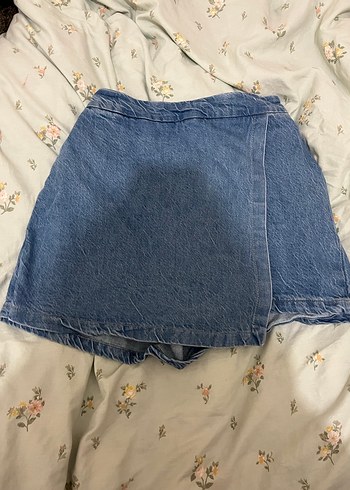 Mavi Midi Kot Şort etek - Görsel 3