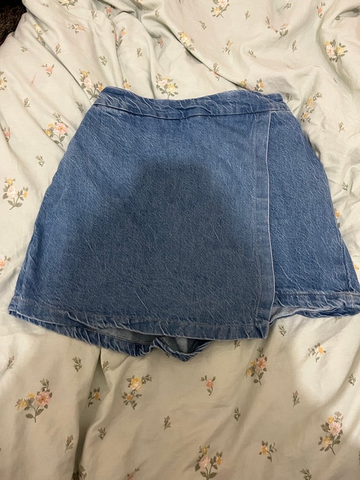 Mavi Midi Kot Şort etek - Görsel 3