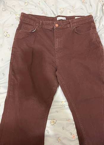 Düğmeli Kahverengi kadın Normal Boy Pantolon - Görsel 2