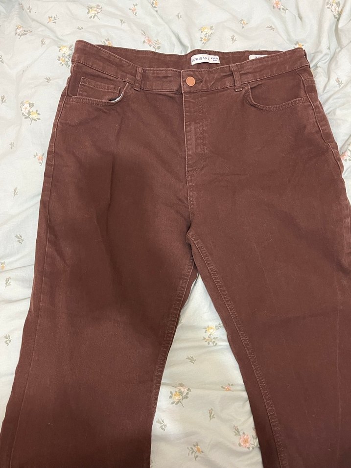 Düğmeli Kahverengi kadın Normal Boy Pantolon - Görsel 2