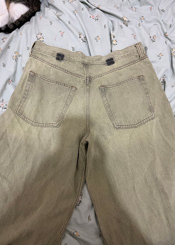 Bej Bol Kesim Kadın Denim Pantolon - Görsel 3