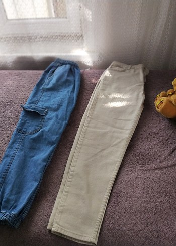 Beyaz Rahat Kesim Kadın Kot Pantolon