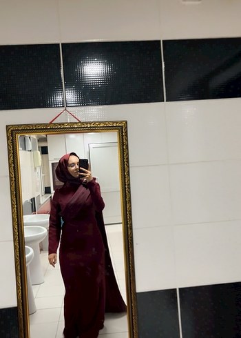 Abiye Bordo Uzun Drapeli Tesettür Abiye Elbise