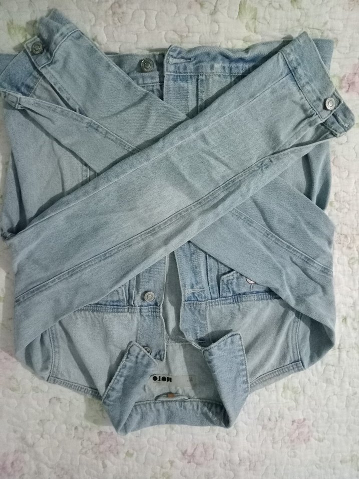 Düğmeli Kadın Mavi Denim Ceket - Görsel 2