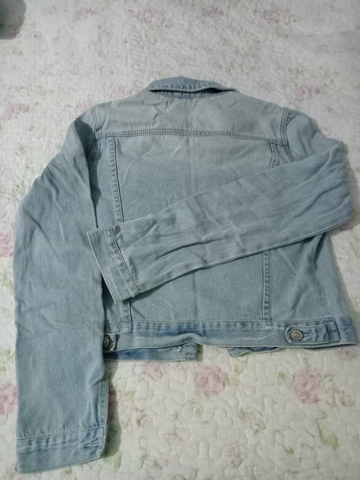 Düğmeli Kadın Mavi Denim Ceket - Görsel 3