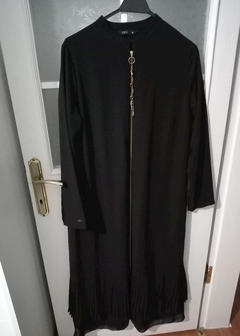 Zincir Detaylı Siyah Uzun Kadın ferace - Görsel 2