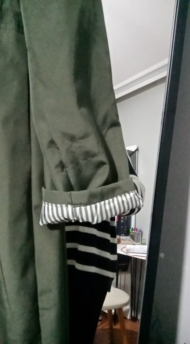 Düğmeli haki Kadın Uzun trençkot - Görsel 3