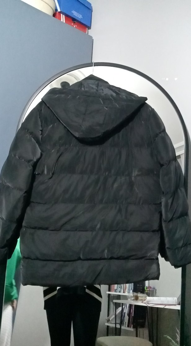 Siyah Kapüşonlu parlak erkek Kışlık Mont - Görsel 4