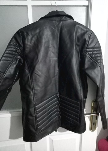 Siyah Deri Biker Ceket - Görsel 2