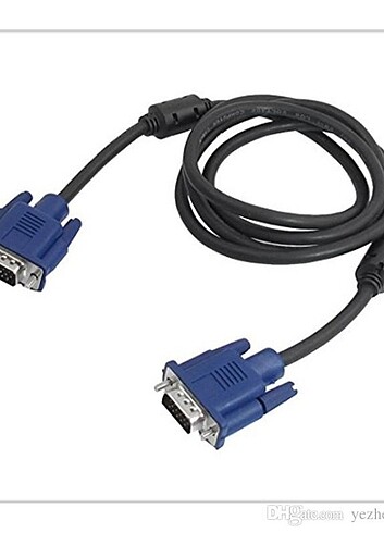 Siyah Mavi VGA 15 Pin Erkek Erkek Tak Bilgisayar Monitörü Kablo 