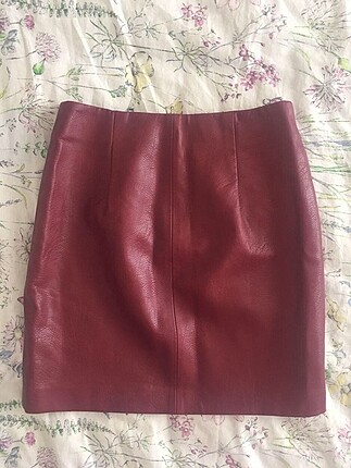 s Beden bordo Renk Stradivarius Bordo Deri Etek