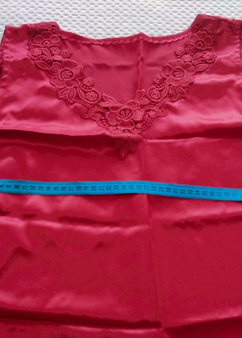 Saten kırmızı gecelik - Görsel 5