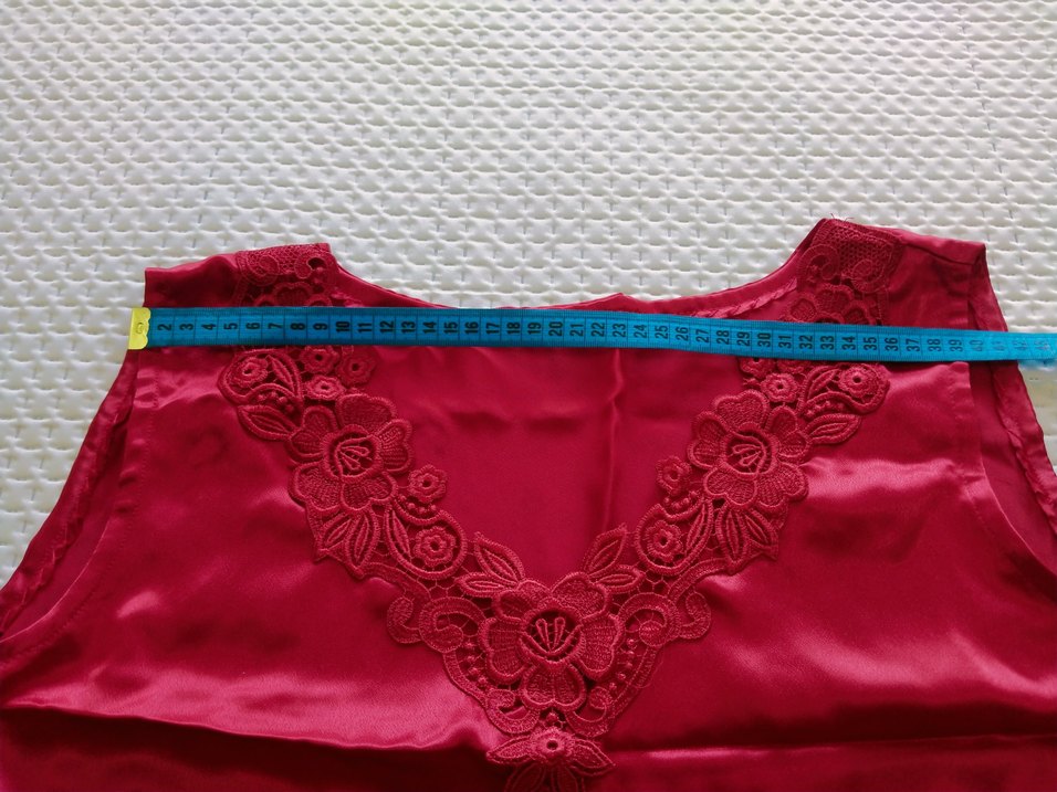 Saten kırmızı gecelik - Görsel 4
