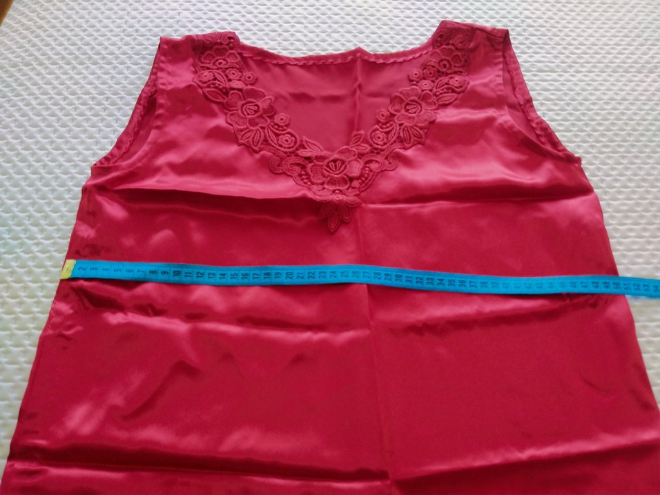 Saten kırmızı gecelik - Görsel 5