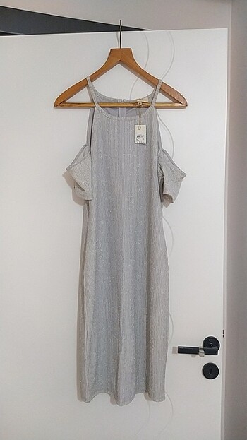 Koton XL beden şık simli gri elbise