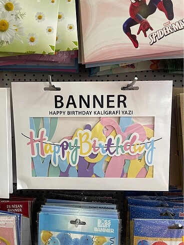 Happy birthday makaron renkler kaligrafi bannier