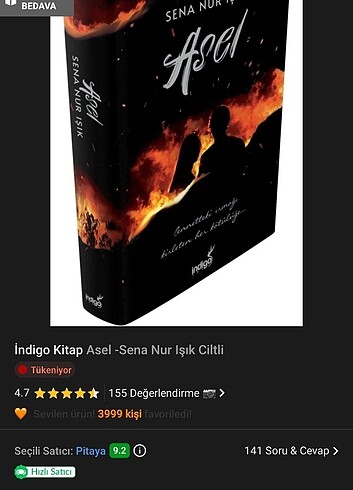 Asel Senanur Işık Ciltli imzali kitap 